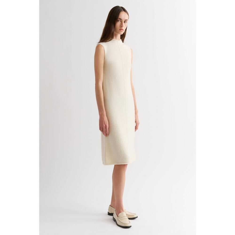TSE BOUCLE CASHMERE DRESS Cream M - Picture 2 of 11